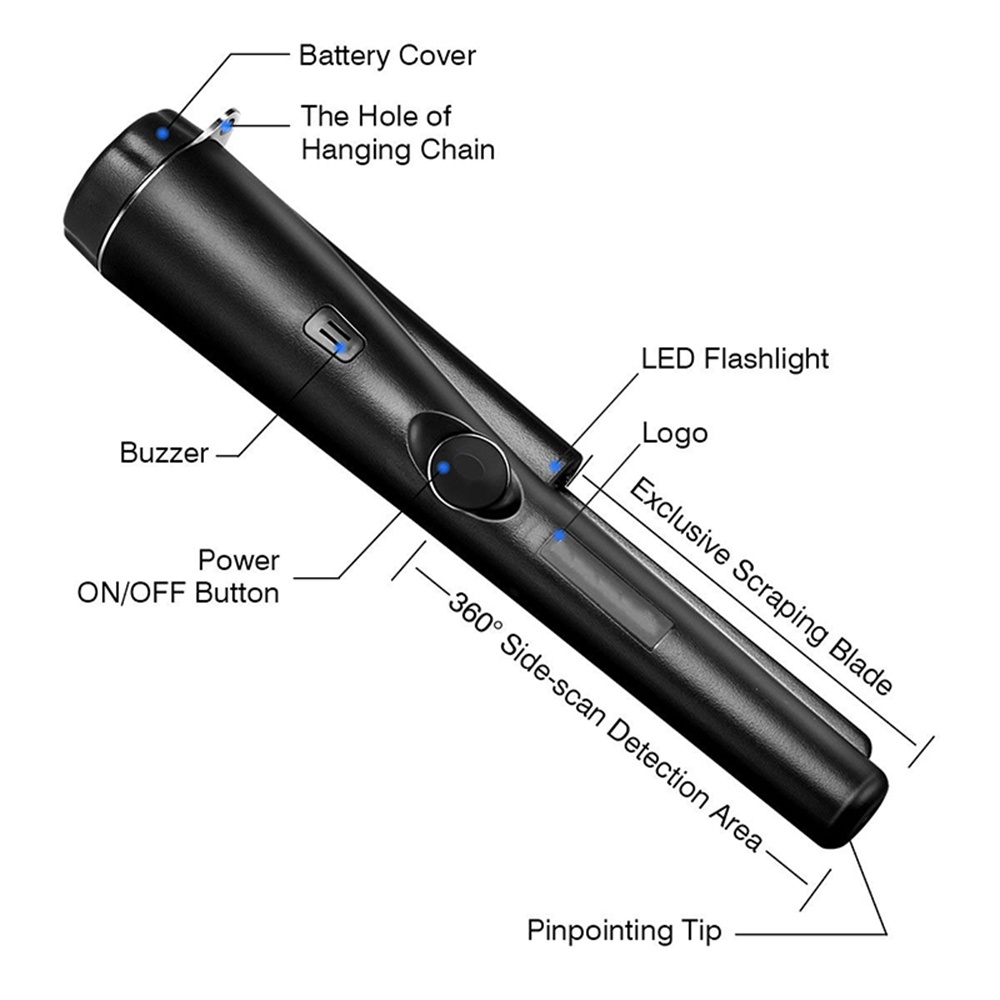 new-black-handheld-pinpointer-pin-pointer-probe-metal-detector-automatic-tuning