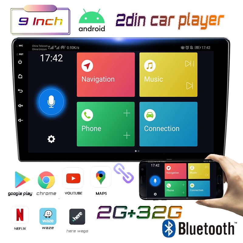 เครื่องเล่นวิดีโอ-2-din-2g-32g-android-11-9-นิ้ว-hd-2-5d-หน้าจอสัมผัส-gps-bt-fm-usb-wifi-สําหรับรถยนต์