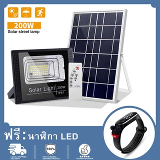 หนักกลางแจ้ง LED พลังงานแสงอาทิตย์รับประกัน 2 ปีไฟน้ำท่วม 200W ไฟถนนกันน้ำพร้อมรีโมทคอนโทรลรองรับ COD