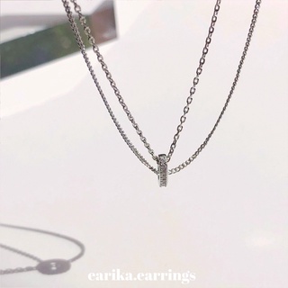 (กรอกโค้ด 72W5V ลด 65.-)  earika.earrings - two layer jewel ring necklace สร้อยคอเงินแท้สองเลเยอร์ S92.5 ปรับขนาดได้