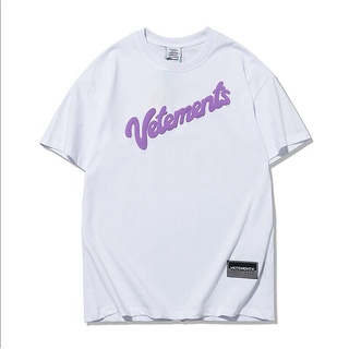 H Vetements ใหม่เสื้อยืดลําลองสําหรับผู้ชายผู้หญิงแขนสั้นคอกลมพิมพ์ลาย Logo ทรงหลวม เสื้อยืดผ้าฝ้าย