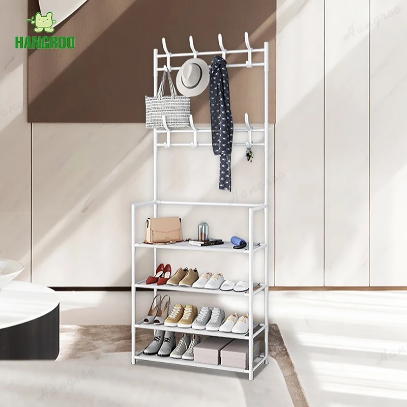 HANGROO ชั้นวางรองเท้าและราวแขวนอเนกประสงค์ สำหรับรองเท้า เสื้อผ้า กระเป๋า และหมวก