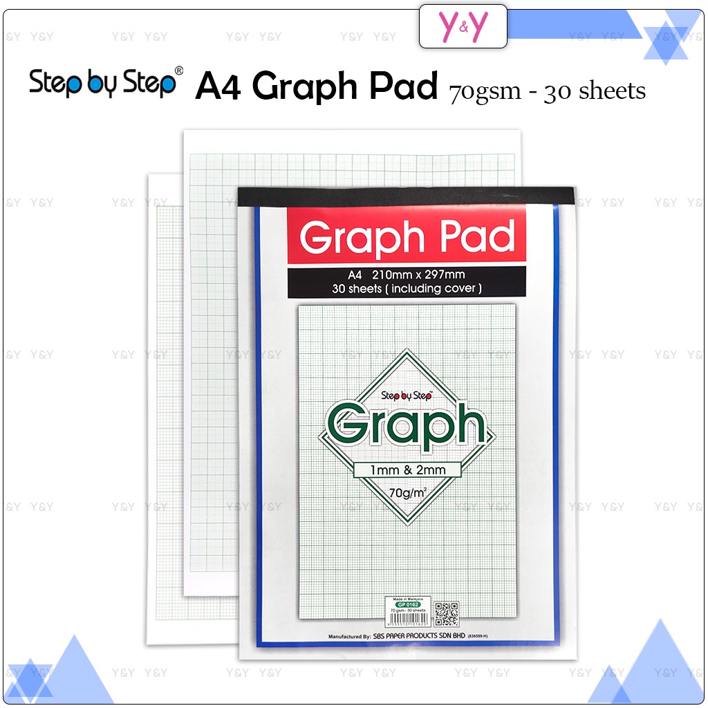 Step by Step A4 70gsm Graph Pads / SBS Graph Paper 1mm 2mm / กระดาษกราฟ ...