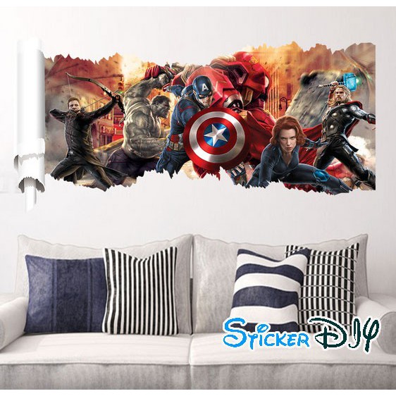 wall-sticker-สติ๊กเกอร์ติดผนัง-3d-avengers-สไตล์-b-กว้าง90cm-xสูง50cm