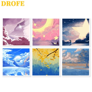 Drofe 【40X40 ซม. 】~ ภาพวาดสีน้ํามันรูปภูมิทัศน์สําหรับตกแต่งผนัง