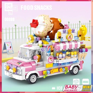 ของเล่นตัวต่อ รูปรถบรรทุก รถตู้ ไอศกรีม สีชมพู DIY เพื่อการเรียนรู้ สําหรับเด็กผู้หญิง เพื่อน ของขวัญ