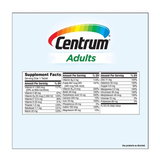 ภาพขนาดย่อของภาพหน้าปกสินค้าCentrum Adults Multivitamin / 425 Tablets (For Men/Women Adults under 50) วิตามิน แร่ธาตุรวม สำหรับผู้ใหญ่ จากร้าน leafvitamins บน Shopee ภาพที่ 1