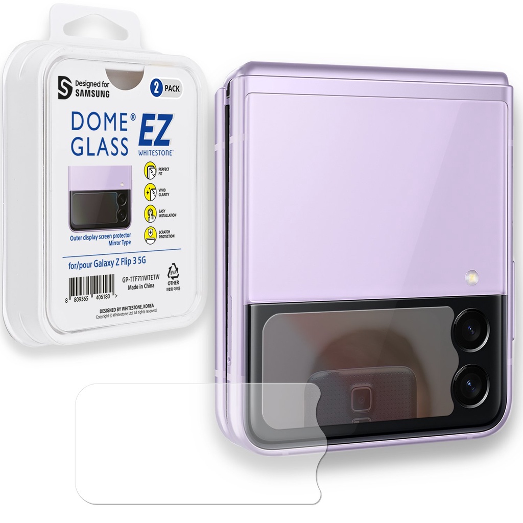 whitestone-ez-tempered-glass-front-for-galaxy-z-flip-5-flip-4-flip-3-mirrored-type-มี-2-ชิ้นในกล่องเดียว-ทนทาน