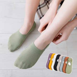 Plain No Show Socks Women Cotton Invisible Silicone Non Slip Slipper Socks Casual Boat Sock