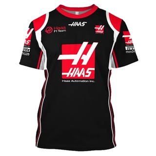 F1 Haas เสื้อยืดคอกลม พิมพ์ลาย Formula One Team Racing Car 3D สไตล์สตรีท แฟชั่น สําหรับเด็กผู้ชาย ผู้หญิง