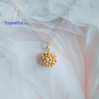 Finejewelthai จี้เงินแท้-จี้ดอกไม้-จี้ดอกบัว-เงินแท้-Silver-lotus-flower-Pendant - P107600e-g