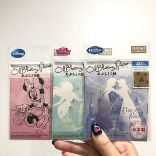 พร้อมส่ง กระดาษซับมันลาย Ariel / Elza&amp;Anna / Minnie Mouse จาก Daiso ญี่ปุ่น🇯🇵