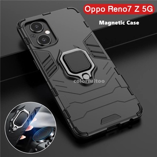 เคสโทรศัพท์มือถือแบบแข็ง กันกระแทก พร้อมแหวนแม่เหล็ก สําหรับ Oppo Reno7 Z 5G 7Z Reno 7 Pro SE Reno7 6Z 5G