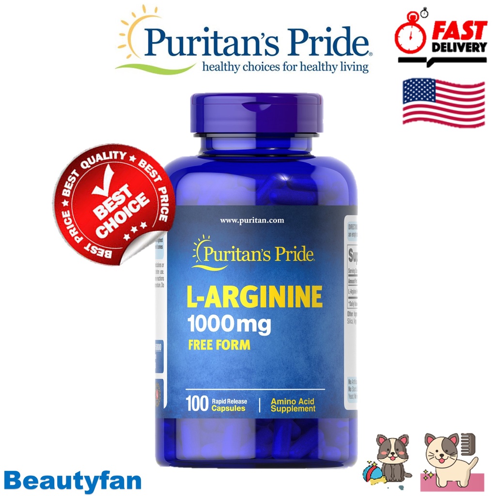 ภาพหน้าปกสินค้าPuritan's Pride L-Arginine 1000 mg Free Form 100 capsules