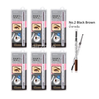 Meilinda smart auto brow liner- Dark brown 02 ดินสอเขียนคิ้วเม่ยลินดาแบบหมุน เขียนง่าย กันน้ำ สีน้ำตาลเข้ม 0.25g x6 แท่ง