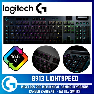 สินค้า ⚡️คีย์บอร์ดเกมมิ่งไร้สาย⚡️ LOGITECH G913 LIGHTSPEED WIRELESS RGB MECHANICAL GAMING KEYBOARD 2y.
