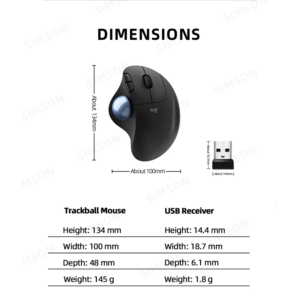 ภาพหน้าปกสินค้าLogitech M575 ergo wireless mouse ออปติคอลเมาส์ 2.4G แบบไร้สาย USB จากร้าน simson.th.th บน Shopee