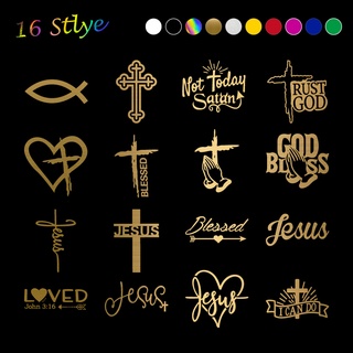สติกเกอร์ไวนิล กันน้ํา ลายพระเยซู Faith Love God Christian สําหรับตกแต่งรถยนต์