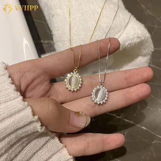 ภาพหน้าปกสินค้าKorean Crystal Gem Pendant Necklace Gold Silver Chain Choker for Women Accessories Jewelry Gift ที่เกี่ยวข้อง
