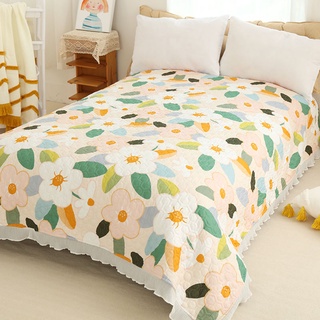🥨ผ้าคลุมเตียง ผ้าปูเตียง สไตล์เกาหลีผ้าปูที่นอน bedspread ชุดเครื่องนอน เตียงผ้าห่มครอบคลุมผ้าฝ้าย รูปแบบสองด้าน