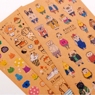 สินค้า 【JY】สติกเกอร์กระดาษคราฟท์ ลายการ์ตูนแมว สไตล์ญี่ปุ่นย้อนยุค สําหรับตกแต่งอัลบั้มรูปภาพ