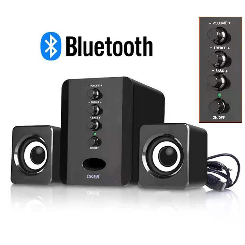 ภาพหน้าปกสินค้าOker desktop speakers Aux+Bluetooth ปรับเบสได้ ลำโพงคอม รุ่น SP823 - SP836
