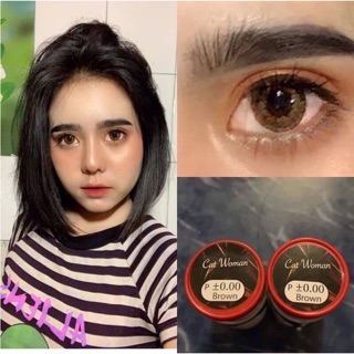 Cat Woman Brown (1)(2) บิ๊กอาย สีน้ำตาล น้ำตาล Pitchy Lens Contact Lens Bigeyes คอนแทคเลนส์ ค่าสายตา สายตาสั้น แฟชั่น