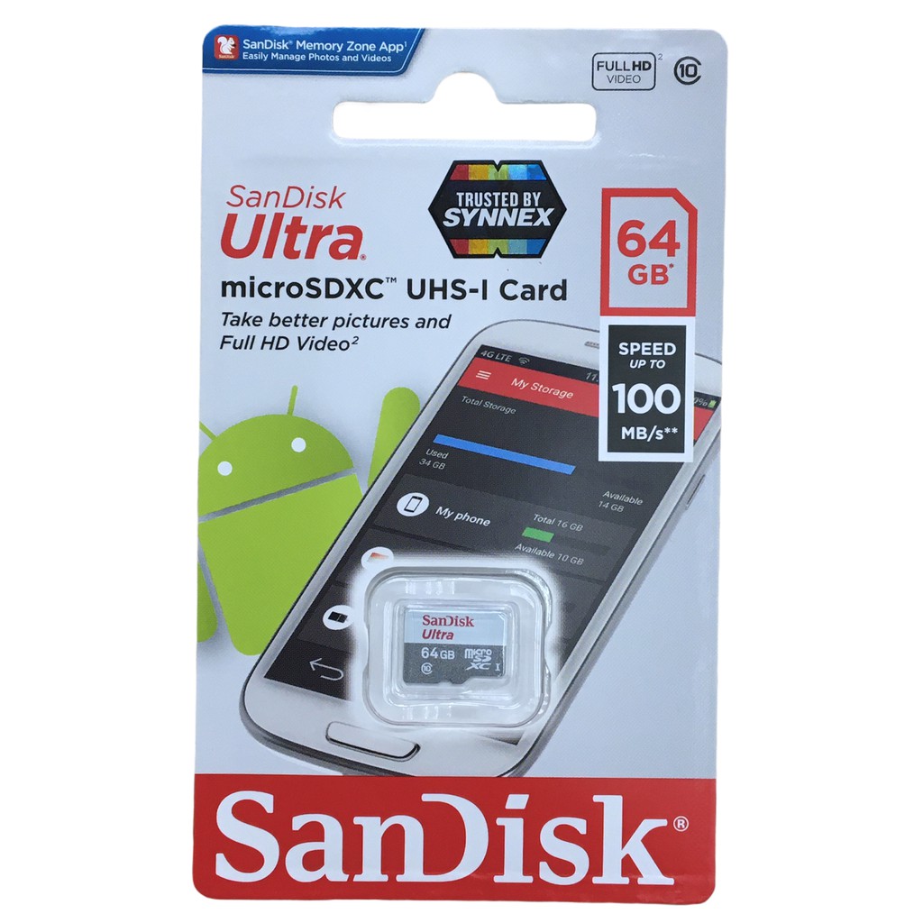 ภาพหน้าปกสินค้าลด 50%   SanDisk 64GB MicroSDHC UHS-I Card Ultra Class10 Speed 100MB/s** เมมโมรี่การ์ดแท้