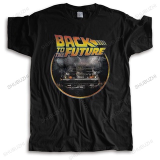 เสื้อยืดผ้าฝ้ายพิมพ์ลายขายดี ผู้ชายTเสื้อRetro Grunge Back To The Future T Shirt Men ure Cotton Tee 80s Scifi Adventure