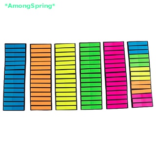 Amongspring&gt; ใหม่ สติกเกอร์ธงเรืองแสง สีโปร่งใส สําหรับติดตกแต่งเครื่องเขียน โรงเรียน สํานักงาน 300 ชิ้น