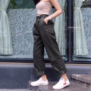 Everyday pants #Olive green กางเกงขายาวทรงวินเทจ