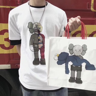 พร้อมส่ง•kaws ผู้ชายและผู้หญิงแฟชั่นคู่ลำลองแขนสั้นเสื้อยืด Comeandbuy