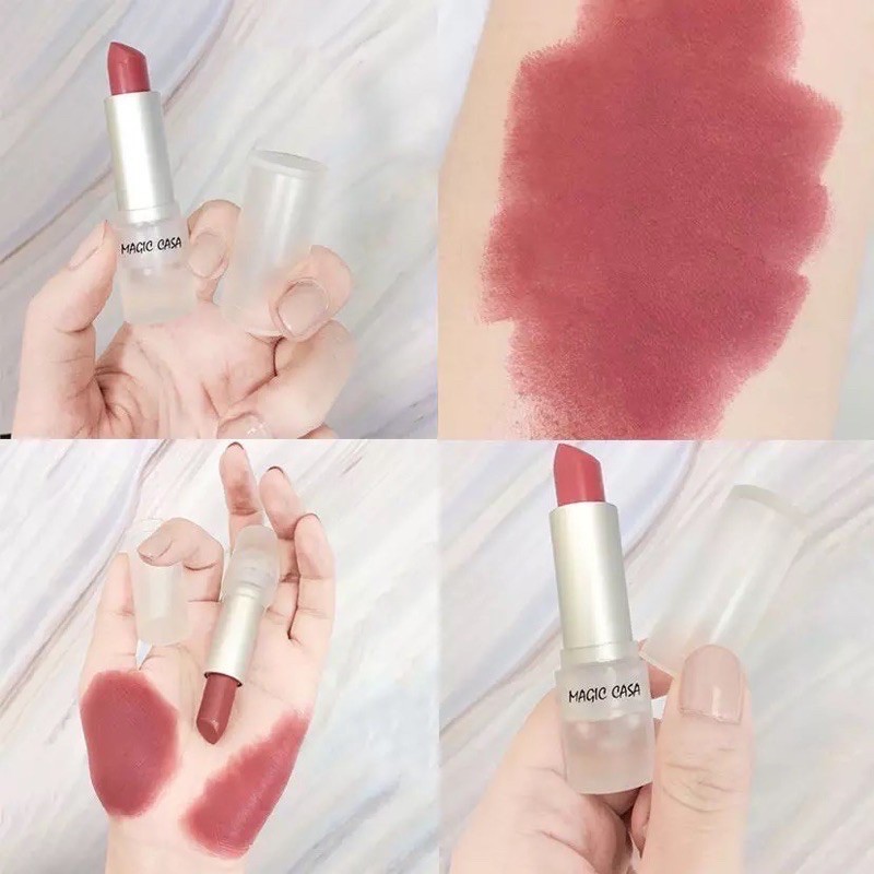 รูปภาพของQ.04 LIPMagic Casa Lipstick ลิปสติกเนื้อแมทกํามะหยี่ให้ความชุ่มชื้นติดทนนานกันน้ํา ลิปน้ำแข็ง Q.04ลองเช็คราคา