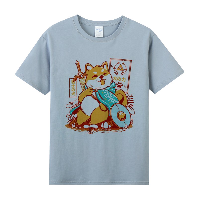 เสื้อยืดสีขาว-spoof-tide-แบรนด์-joint-shiba-inu-akita-เกม-zelda-รอบผ้าฝ้ายแขนสั้นหลวมเสื้อยืดผู้ชายและผู้หญิงฤดูร้อนs