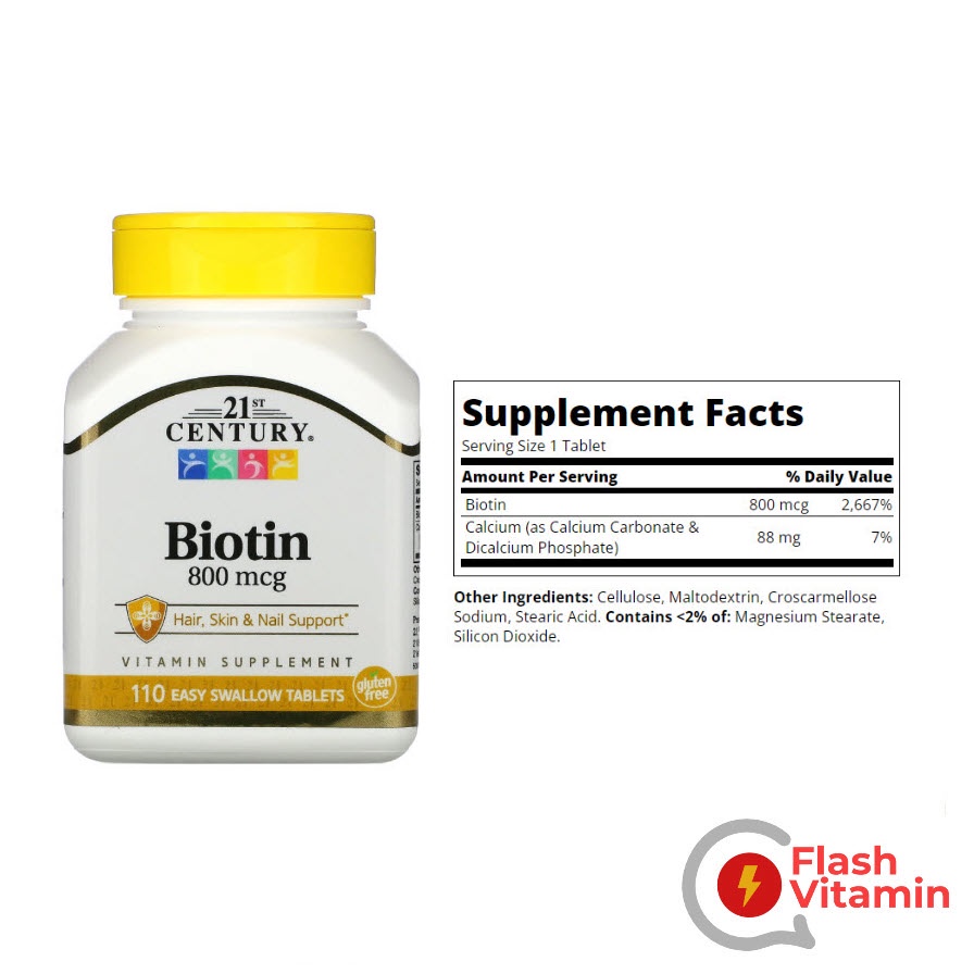 ภาพสินค้า21st Century , Biotin (ไบโอติน) 800 mcg / 5,000 mcg /10,000 mcg จากร้าน flashvitamin บน Shopee ภาพที่ 1