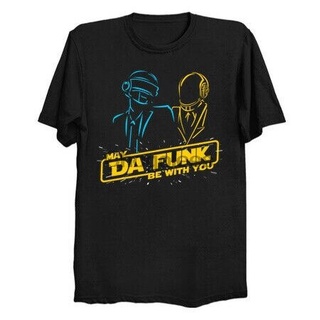 เสื้อยืดผ้าฝ้าย พิมพ์ลาย May Da Funk Be With You Space Wars Daft Punk Music Moie Mashup สีดํา DGiepm21HCkicn52Size S-5XL