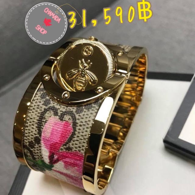 gucci-twirl-bloom-gold-tone-and-floral-ladiea-watch