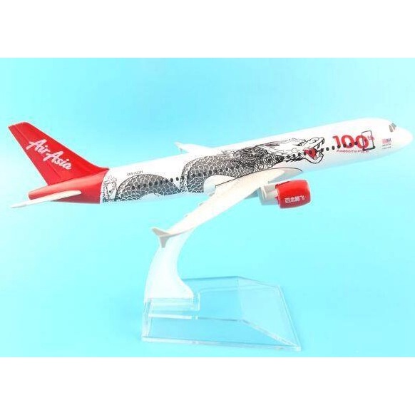 โมเดลเครื่องบิน-พร้อมส่งจากไทย-แอร์เอเชีย-air-asia-airbus-a320-100th-ลายมังกร-ขนาด-16cm-มีขาตั้งโชว์-ของขวัญ