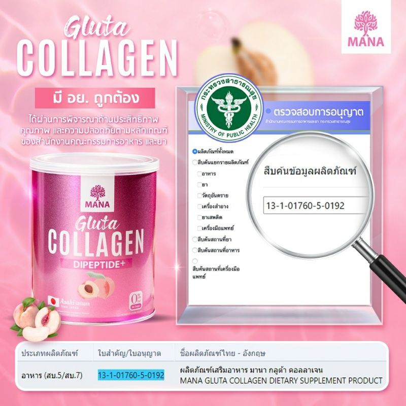 ส่งฟรี-ซื้อ-1แถม1-mana-gluta-collage-มานากลูต้า-คอลลาเจน-รสพีช