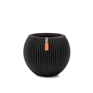 BGVBL 101 Vase Ball Groove black (Size D 10 x H 9 cm) - กระถางต้นไม้ Modern แบรนด์ Capi Europe
