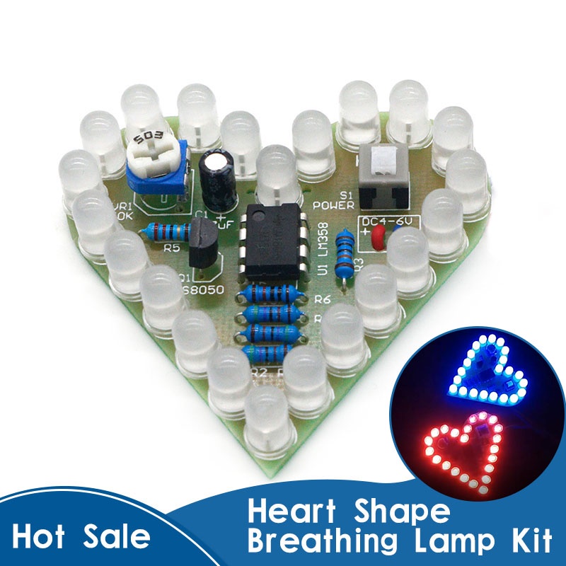 ชุดบัดกรีไฟฟ้า PCB LED รูปหัวใจ DC 4V-6V สําหรับเรียนรู้ | Shopee Thailand