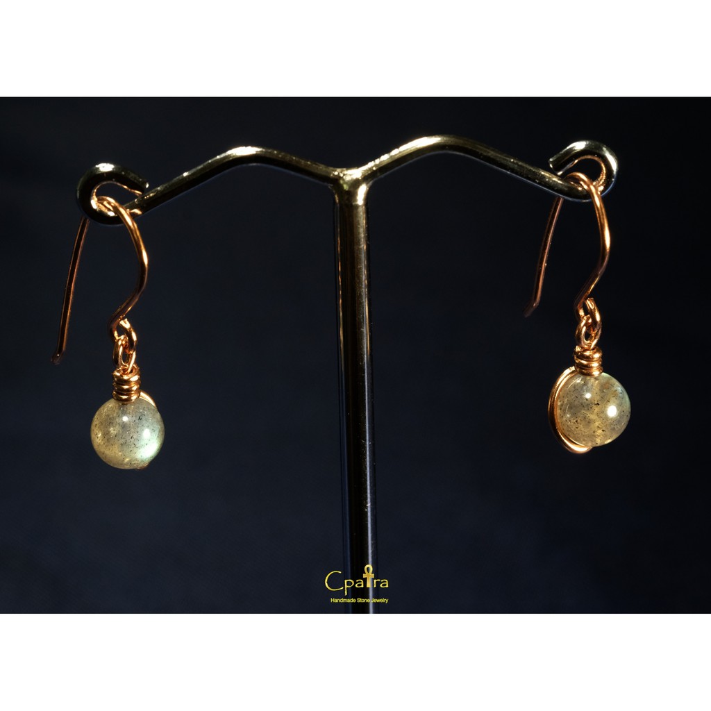 925-sterling-silver-earrings-ต่างหู-เงินแท้-925-เคลือบด้วยทองโรสโกลด์-labradorite-stone-6-mm