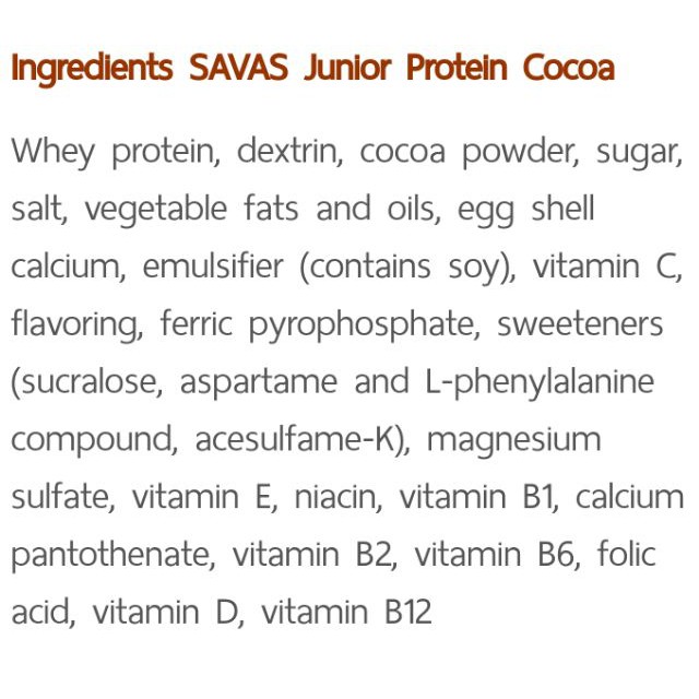 meiji-savas-junior-protein-cocoa-flavor-210กรัม-โปรตีนสำหรับเด็ก-เพื่อความเป็นเลิศทางร่างกายและกีฬาจากเมจิประทเศญี่ปุ่น