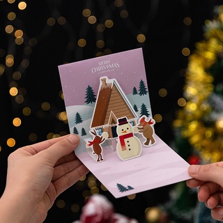 ภาพขนาดย่อของภาพหน้าปกสินค้าโปสการ์ดอวยพรคริสต์มาส 3D พร้อมซองจดหมาย ลายซานต้า สโนว์แมน สําหรับครอบครัว เพื่อน จากร้าน betterwithyou.th บน Shopee ภาพที่ 3