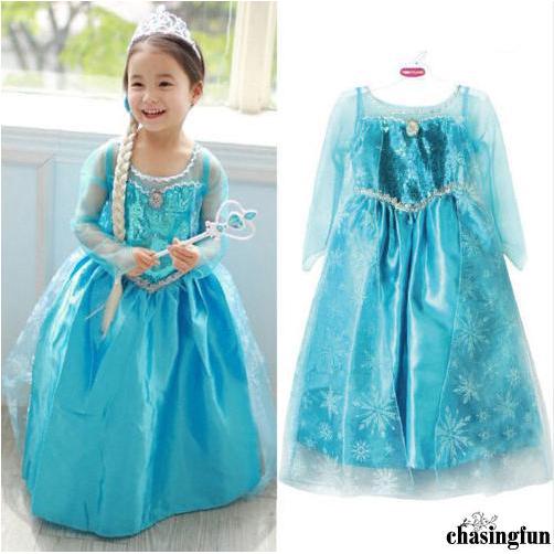 ชุดเดรสคอสเพลย์ Elsa Anna Elsa สำหรับเด็ก