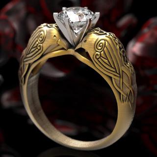 แหวนเพชรรูปนก celtic totem ชุบทอง 18 k 2020