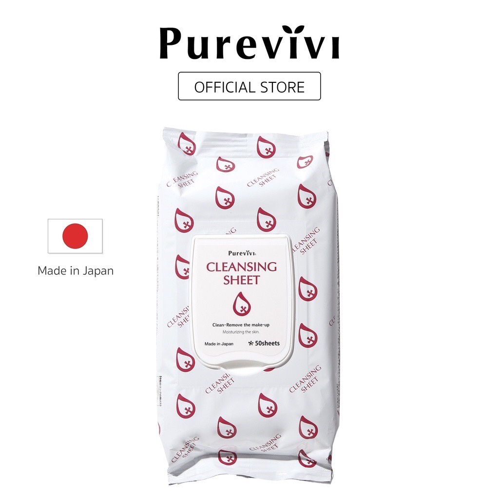 purevivi-cleansing-sheet-เพียววีวี่-คลีนซิ่งชีท-แผ่นเช็ดทำความสะอาดผิวหน้าและเช็ดเครื่องสำอาง