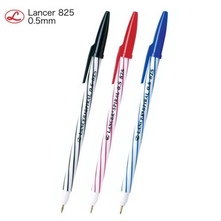 ปากกาลูกลื่น Lancer Spiral 825 หัว 0.5mm มีสีดำ แดง น้ำเงิน