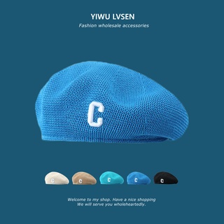หมวกเบเร่ต์ รูปตัว C ปักลาย สไตล์เกาหลี แฟชั่นฤดูใบไม้ผลิ และฤดูร้อน สําหรับผู้หญิง 2022