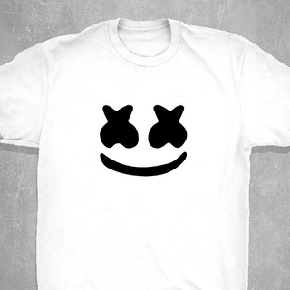 เสื้อยืดแฟชั่น▦❖☑ล่าสุด เสื้อฤดูร้อนเสียงไฟฟ้า DJ marshmello marshmallow ผู้ชาย ผู้หญิง คู่รัก Unisex T-shirt